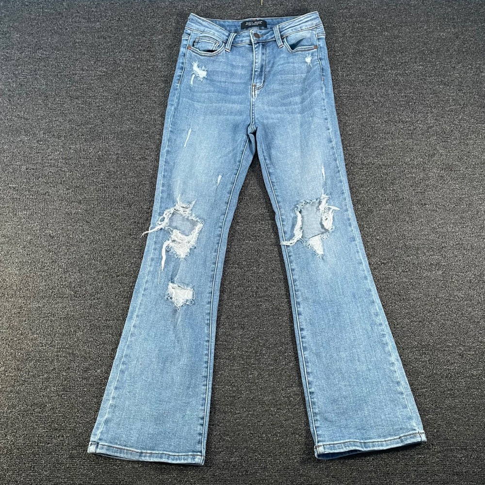 Judy Blue Flare Jeans Womens 5/27 Blue Good Distressed High Rise JB88439 MD